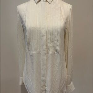 J. Crew Cream Pleated Front Button Down Shirt